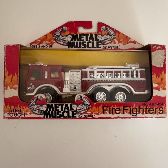Vintage Metal Muscle By Nylint Red Firetruck Firefighters #424 Steel Tough - Picture 1 of 7
